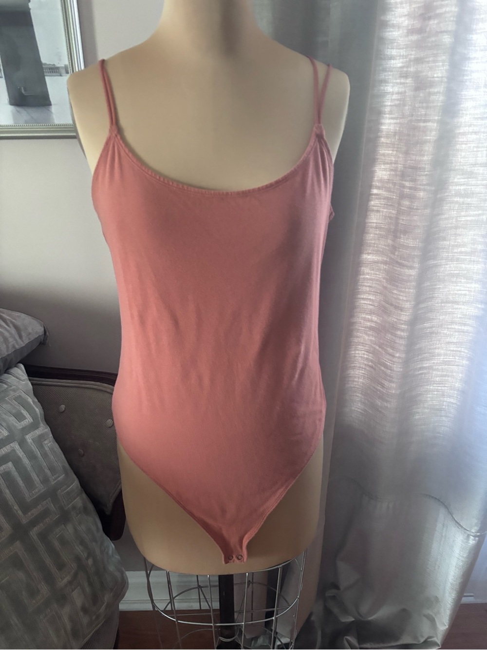 Abercrombie & Fitch Soft A&F Dusty Pink Strappy Cami Bodysuit